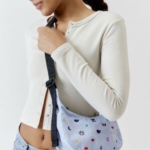 BAGGU UO exclusive embroidered small nylon crescent bag